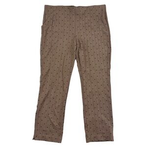 Chico's Brown Herringbone Polka Dot Pull On Straight Leg Pants 16R (3R) Stretch